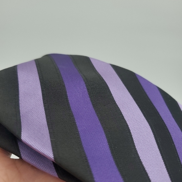Men's Formal Business Tie, Purple and Black Stripe - Picture 4 of 9
